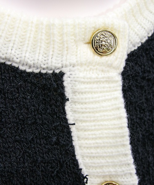 clear（クリア）の「ヒゲヤーン配色リボンニットカーディガン[大人 フェミニン 上品 ガーリー]（カーディガン/ボレロ・レディース・ピンク/アイボリー/ブラック・F）」の6枚目の写真