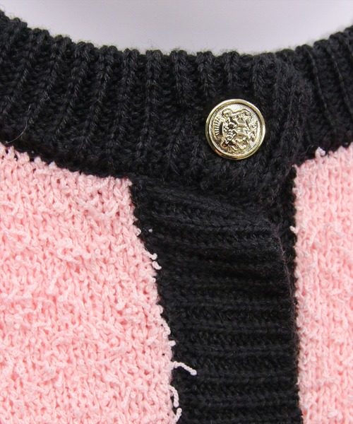 clear（クリア）の「ヒゲヤーン配色リボンニットカーディガン[大人 フェミニン 上品 ガーリー]（カーディガン/ボレロ・レディース・ピンク/アイボリー/ブラック・F）」の5枚目の写真