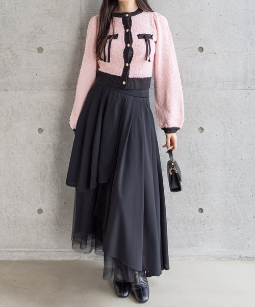 clear（クリア）の「ヒゲヤーン配色リボンニットカーディガン[大人 フェミニン 上品 ガーリー]（カーディガン/ボレロ・レディース・ピンク/アイボリー/ブラック・F）」の18枚目の写真