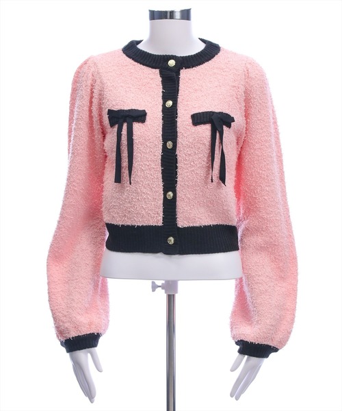 clear（クリア）の「ヒゲヤーン配色リボンニットカーディガン[大人 フェミニン 上品 ガーリー]（カーディガン/ボレロ・レディース・ピンク/アイボリー/ブラック・F）」の21枚目の写真