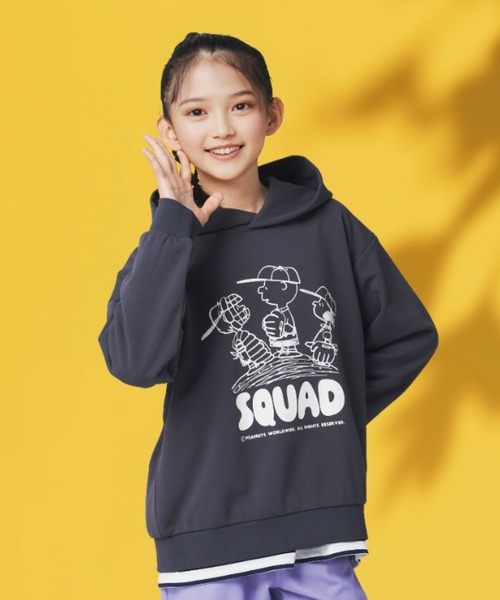 PEANUTS（ピーナッツ）の「ピーナッツ  ドライ裏毛スウェットパーカー（パーカー・キッズ・チャコールグレー/ベージュ・100cm/110cm/120cm/130cm/140cm/150cm/160cm）」の2枚目の写真