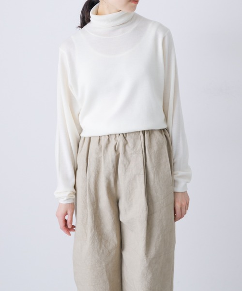 美品✨エブール タートルネックニット ウール ハイゲージ アイボリー 薄手 ウールハイゲージタートルネック（ニット/セーター）｜かぐれ