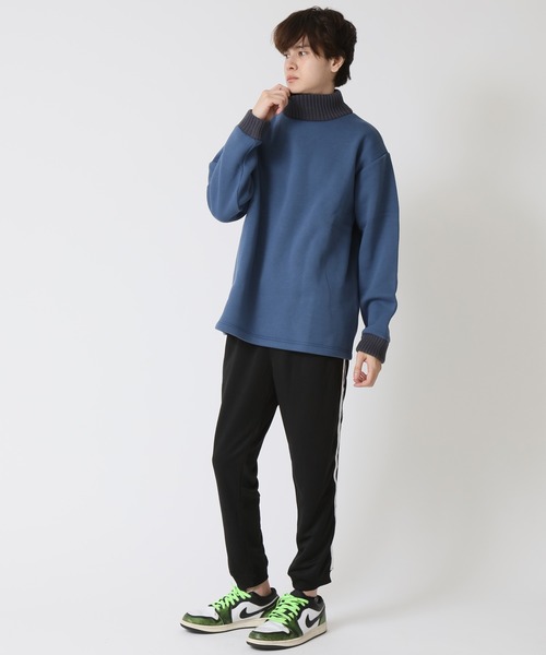 ARCADE(アーケード)の「リブ使い ハイネック 裏起毛ニット切り替え タートルネックトレーナー(Tシャツ/カットソー・メンズ・ブラック/アイボリー/ブルー・LL/L/M)」の6枚目の写真