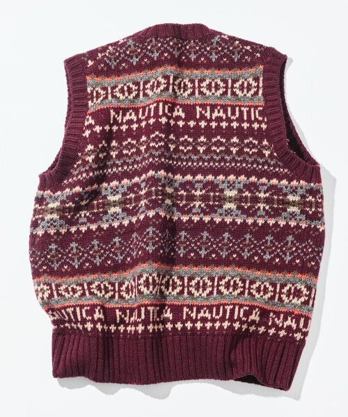 NAUTICA(ノーティカ)の「NAUTICA/ノーティカ ヴィンテージライク フェアアイル ニットベスト(ベスト・メンズ・オリーブ/ワインレッド・MEDIUM/LARGE/X-LARGE)」の16枚目の写真