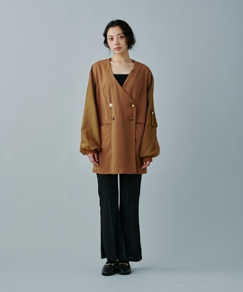 ベージュ バルーンスリーブ ジャケット HYKE OXFORD BALLOON SLEEVE JACKET バルーンスリーブジャケット