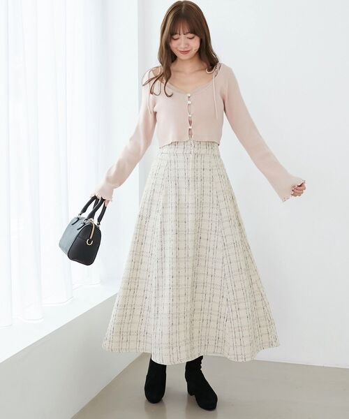 MAJESTIC LEGON（マジェスティックレゴン）の「ビジューチェーンキャミセットカーデ（カーディガン/ボレロ・レディース・ブラック/ブルー系その他5/アイボリー/ピンク・MEDIUM）」の12枚目の写真