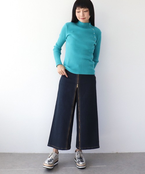 Three Four Time（ｽﾘｰﾌｫｰﾀｲﾑ）の「ボトルネックアシメデザインリブニット（ニット/セーター・レディース・アイボリー/ブラック/その他/グレー/ブルー・FREE）」の14枚目の写真