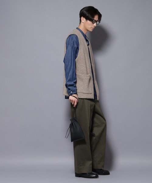 NANO universe（ナノユニバース）の「W/Acパイル オルタナティブベスト（ベスト・メンズ・チャコール/ベージュ・M/L）」の8枚目の写真