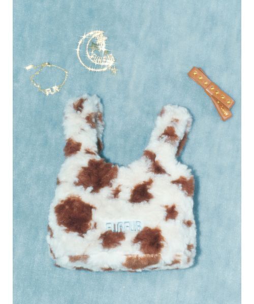 FURFUR（ファーファー）の「【ZOZO限定カラー】エコファーマーケットバッグ（ハンドバッグ・レディース・アニマル/ダークグレー/オレンジ/ピンク/サックスブルー/チャコールグレー・F）」の6枚目の写真