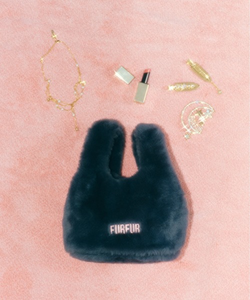 FURFUR（ファーファー）の「【ZOZO限定カラー】エコファーマーケットバッグ（ハンドバッグ・レディース・アニマル/ダークグレー/オレンジ/ピンク/サックスブルー/チャコールグレー・F）」の2枚目の写真