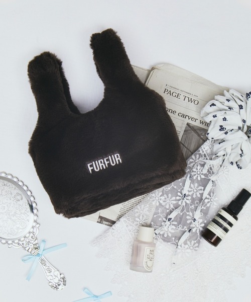 FURFUR（ファーファー）の「【ZOZO限定カラー】エコファーマーケットバッグ（ハンドバッグ・レディース・アニマル/ダークグレー/オレンジ/ピンク/サックスブルー/チャコールグレー・F）」の3枚目の写真