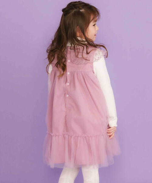 SLAP SLIP(スラップスリップ)の「ハート音符刺しゅうオーガンジービッグカラーワンピース(80~130cm)(ワンピース・キッズ・ネイビー/パープル・100cm/90cm/80cm/110cm/130cm/120cm)」の8枚目の写真