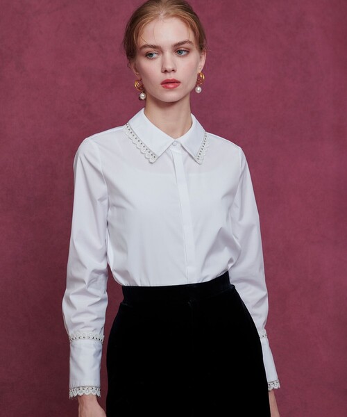 LOULOU WILLOUGHBY】レーストリミングシャツ（シャツ/ブラウス