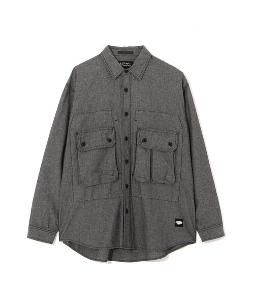 MANASTASH（マナスタッシュ）の「MANASTASH/マナスタッシュ　CARGO POCKET WORK SHIRTS/カーゴポケットワークシャツ（シャツ/ブラウス・メンズ・ホワイト系2/その他35/ブラック・S/M/L）」の4枚目の写真