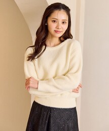 パール付きシャギー ニット