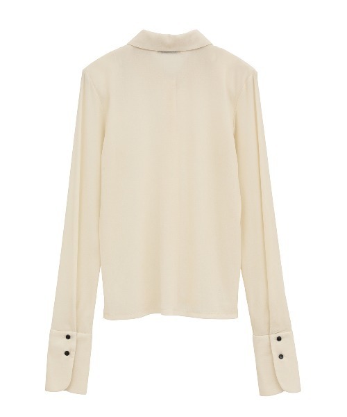 CLANE（クラネ）の「【CLANE/クラネ】TULLE FLOCKY POLO SHIRTS/チュールフロッキーポロシャツ/カットソー（Tシャツ/カットソー・レディース・アイボリー/グリーン/ブラック・1）」の4枚目の写真