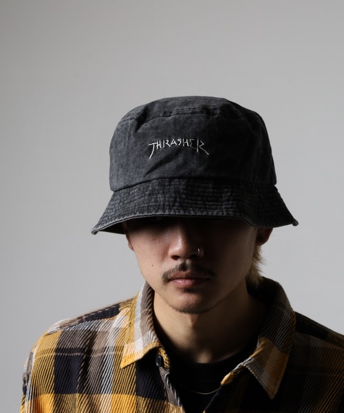 THRASHER（スラッシャー）の「THRASHER 手描きロゴ バケットハット HAT 帽子 男女兼用（ハット・メンズ・ピンク/パープル/ホワイト・FREE）」の12枚目の写真