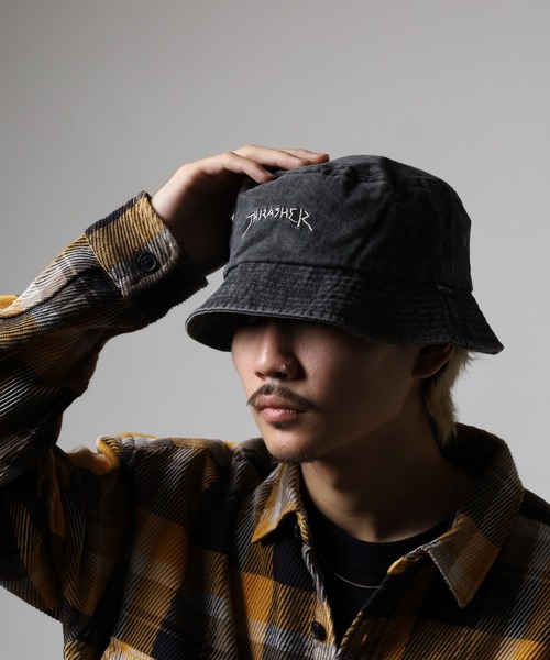 THRASHER（スラッシャー）の「THRASHER 手描きロゴ バケットハット HAT 帽子 男女兼用（ハット・メンズ・ピンク/パープル/ホワイト・FREE）」の13枚目の写真