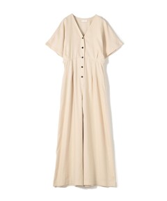 セール】セルロースツイル パフスリーブオールインワン（つなぎ