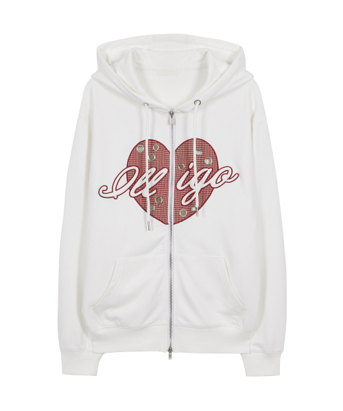 ILLIGO(イリゴ)の「チェックハートアイレットフードジップアップホワイト(パーカー・レディース・その他・MEDIUM/SMALL)」の4枚目の写真