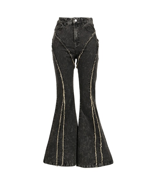 VIVAMUS（ヴィヴァムス）の「FLARE DENIM PANTS（デニムパンツ・レディース・ブラウン/ブラック・3/1）」の2枚目の写真