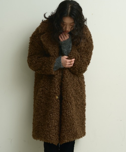 Lutim by u（ルチバイユー）の「Poodle boa overcoat / プードルボアオーバーコート（カバーオール・レディース・ナチュラル/ブラウン・FREE）」の3枚目の写真