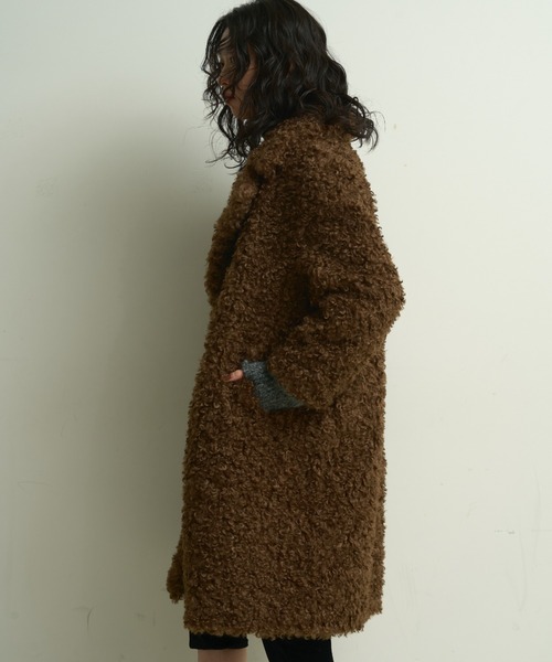 Lutim by u（ルチバイユー）の「Poodle boa overcoat / プードルボアオーバーコート（カバーオール・レディース・ナチュラル/ブラウン・FREE）」の4枚目の写真