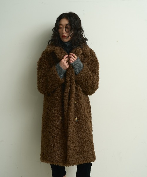 Lutim by u（ルチバイユー）の「Poodle boa overcoat / プードルボアオーバーコート（カバーオール・レディース・ナチュラル/ブラウン・FREE）」の6枚目の写真