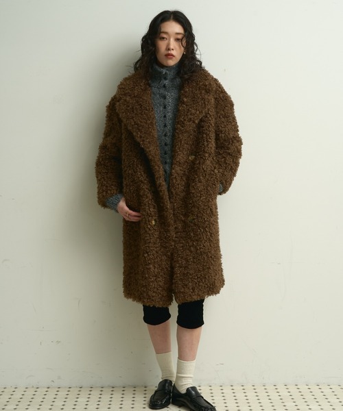 Lutim by u（ルチバイユー）の「Poodle boa overcoat / プードルボアオーバーコート（カバーオール・レディース・ナチュラル/ブラウン・FREE）」の9枚目の写真