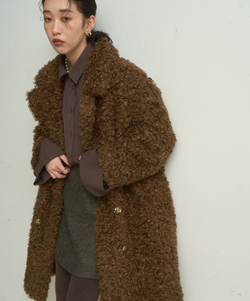 Lutim by u（ルチバイユー）の「Poodle boa overcoat / プードルボアオーバーコート（カバーオール・レディース・ナチュラル/ブラウン・FREE）」の14枚目の写真