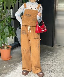 HELLO.SANFRANCISCO | 【HELLO.SANFRANCISCO/ハローサンフランシスコ】マルチウェイ落書きコーデュロイ配色ステッチサロペット(サロペット/オーバーオール)