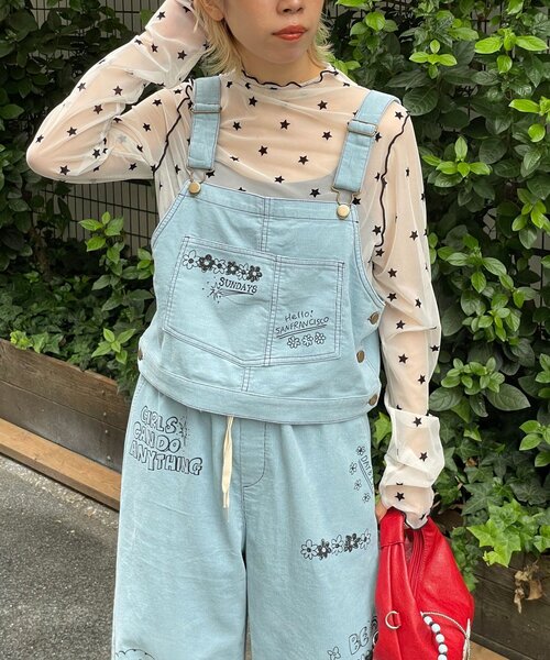 HELLO.SANFRANCISCO(ハローサンフランシスコ)の「【HELLO.SANFRANCISCO/ハローサンフランシスコ】マルチウェイ落書きコーデュロイ配色ステッチサロペット(サロペット/オーバーオール・レディース・ベージュ/キャメル/サックスブルー・ONE SIZE)」の11枚目の写真