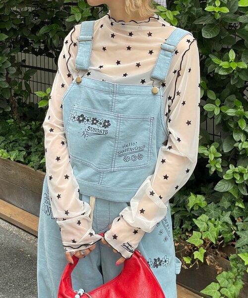 HELLO.SANFRANCISCO(ハローサンフランシスコ)の「【HELLO.SANFRANCISCO/ハローサンフランシスコ】マルチウェイ落書きコーデュロイ配色ステッチサロペット(サロペット/オーバーオール・レディース・ベージュ/キャメル/サックスブルー・ONE SIZE)」の12枚目の写真