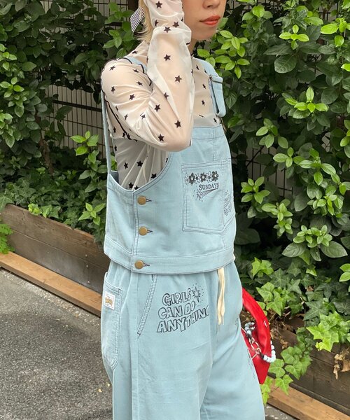 HELLO.SANFRANCISCO(ハローサンフランシスコ)の「【HELLO.SANFRANCISCO/ハローサンフランシスコ】マルチウェイ落書きコーデュロイ配色ステッチサロペット(サロペット/オーバーオール・レディース・ベージュ/キャメル/サックスブルー・ONE SIZE)」の13枚目の写真