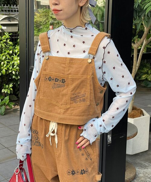 HELLO.SANFRANCISCO(ハローサンフランシスコ)の「【HELLO.SANFRANCISCO/ハローサンフランシスコ】マルチウェイ落書きコーデュロイ配色ステッチサロペット(サロペット/オーバーオール・レディース・ベージュ/キャメル/サックスブルー・ONE SIZE)」の20枚目の写真
