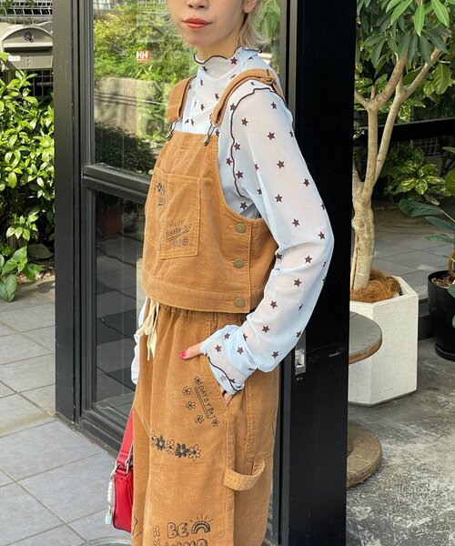 HELLO.SANFRANCISCO(ハローサンフランシスコ)の「【HELLO.SANFRANCISCO/ハローサンフランシスコ】マルチウェイ落書きコーデュロイ配色ステッチサロペット(サロペット/オーバーオール・レディース・ベージュ/キャメル/サックスブルー・ONE SIZE)」の22枚目の写真