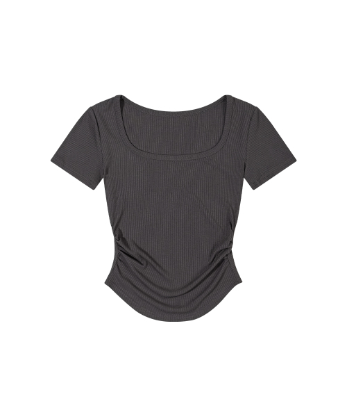 MOAA(モア)の「サイドシェアリングUネックショートスリーブ(チャコール)(Tシャツ/カットソー・レディース・その他・SMALL/MEDIUM)」の2枚目の写真