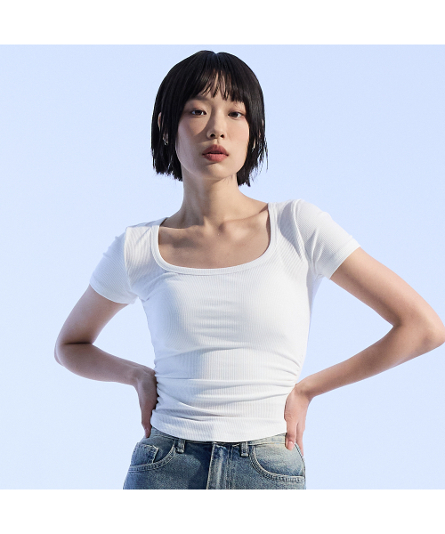 MOAA(モア)の「サイドシェアリングUネックショートスリーブ(チャコール)(Tシャツ/カットソー・レディース・その他・SMALL/MEDIUM)」の5枚目の写真