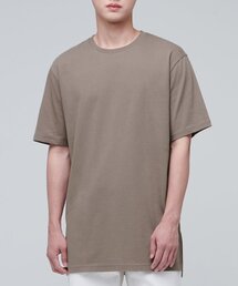 レイヤードクルーネックTシャツ_ロング丈 [ココア]