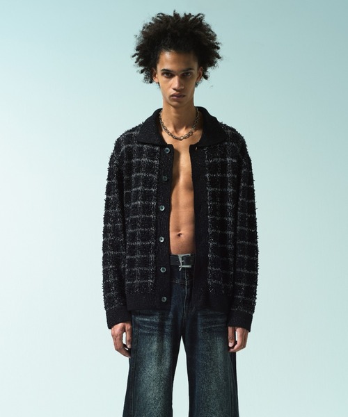 RAME TWEED KNIT L/S SHIRT / ラメツイードニットシャツ（ニット
