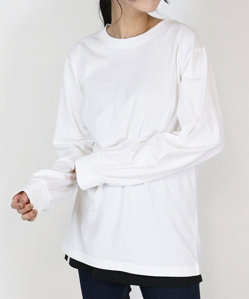 MARAI(マーライ)の「プチハイネックカットソー(Tシャツ/カットソー・レディース・グレイッシュベージュ/ブラック/モカ/杢グレー/オフホワイト・4L/LL/M/L/3L)」の2枚目の写真