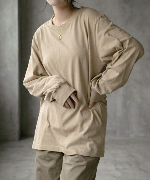 MARAI(マーライ)の「プチハイネックカットソー(Tシャツ/カットソー・レディース・グレイッシュベージュ/ブラック/モカ/杢グレー/オフホワイト・4L/LL/M/L/3L)」の5枚目の写真