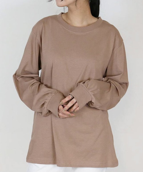 MARAI(マーライ)の「プチハイネックカットソー(Tシャツ/カットソー・レディース・グレイッシュベージュ/ブラック/モカ/杢グレー/オフホワイト・4L/LL/M/L/3L)」の4枚目の写真