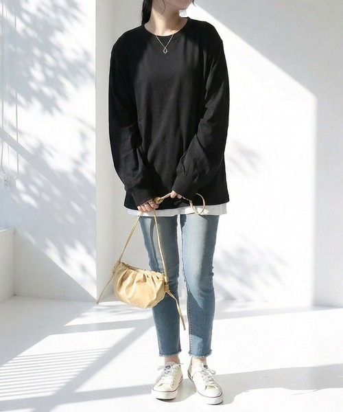 MARAI(マーライ)の「プチハイネックカットソー(Tシャツ/カットソー・レディース・グレイッシュベージュ/ブラック/モカ/杢グレー/オフホワイト・4L/LL/M/L/3L)」の20枚目の写真