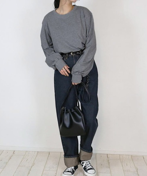 MARAI(マーライ)の「プチハイネックカットソー(Tシャツ/カットソー・レディース・グレイッシュベージュ/ブラック/モカ/杢グレー/オフホワイト・4L/LL/M/L/3L)」の22枚目の写真