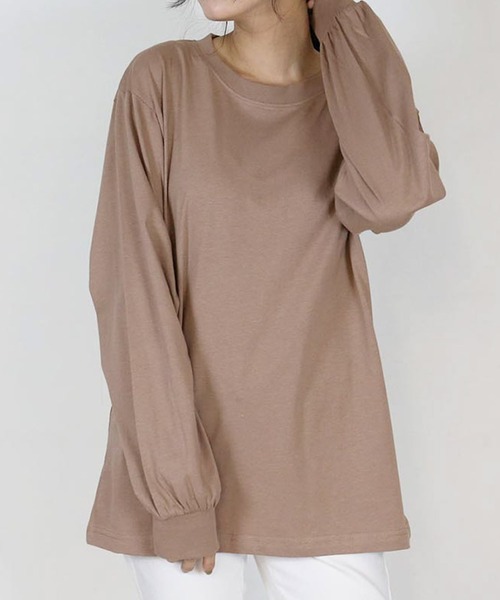 MARAI(マーライ)の「プチハイネックカットソー(Tシャツ/カットソー・レディース・グレイッシュベージュ/ブラック/モカ/杢グレー/オフホワイト・4L/LL/M/L/3L)」の8枚目の写真