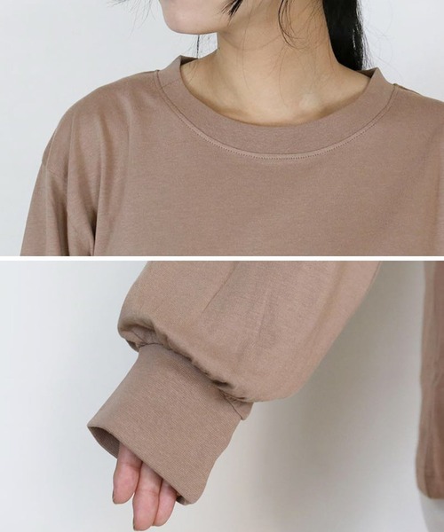 MARAI(マーライ)の「プチハイネックカットソー(Tシャツ/カットソー・レディース・グレイッシュベージュ/ブラック/モカ/杢グレー/オフホワイト・4L/LL/M/L/3L)」の10枚目の写真
