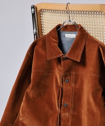 many men many mind（メニーメンメニーマインド）の「MANYMENMANYMINDS フロッキー加工デニム/PUコーティング加工デニム/トラッカーJKT（デニムジャケット）」
