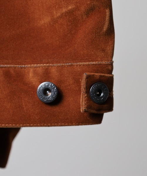 many men many mind(メニーメンメニーマインド)の「MANYMENMANYMINDS フロッキー加工デニム/PUコーティング加工デニム/トラッカーJKT(デニムジャケット・メンズ・ブラック系1/ブラウン系/ブラック系2・M/L)」の11枚目の写真