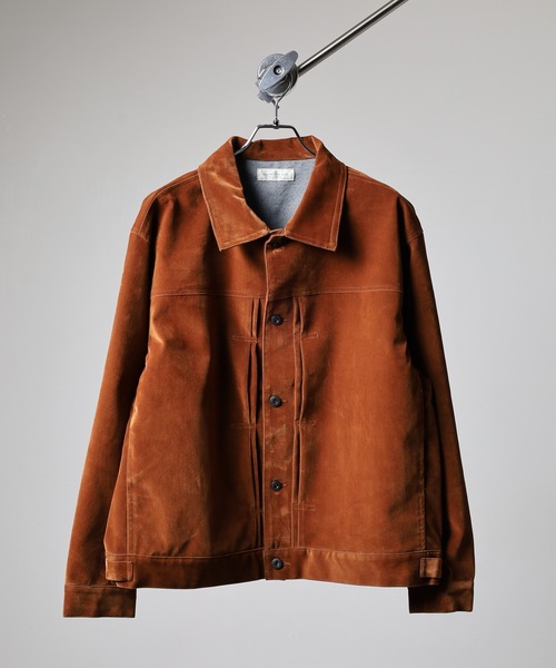 many men many mind(メニーメンメニーマインド)の「MANYMENMANYMINDS フロッキー加工デニム/PUコーティング加工デニム/トラッカーJKT(デニムジャケット・メンズ・ブラック系1/ブラウン系/ブラック系2・M/L)」の6枚目の写真
